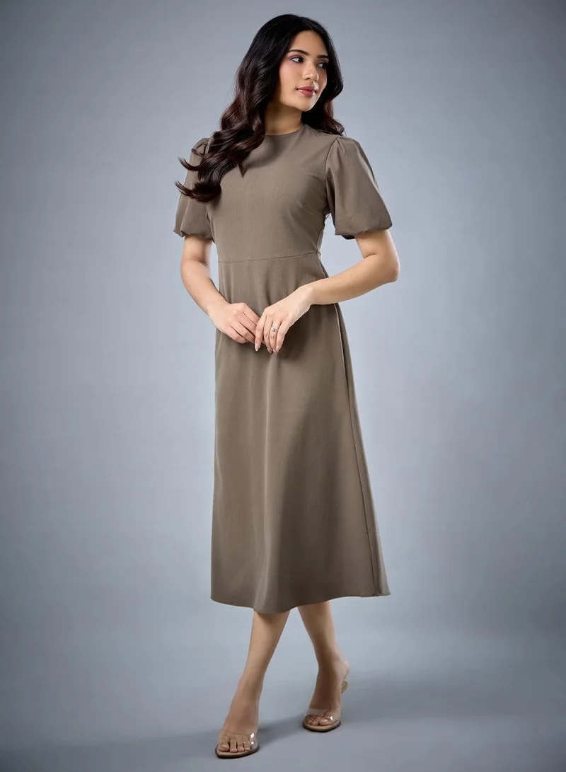 Zigzag  Balloon Sleeve Aline Formal Dress for Women | Best Price UAE